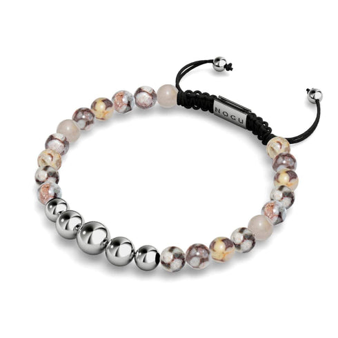 Brauner Linienachat | Silber | Balance Edelstein Makramee Armband